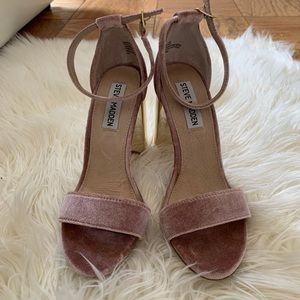 Steve Madden Carson Blush Velvet gold high heels